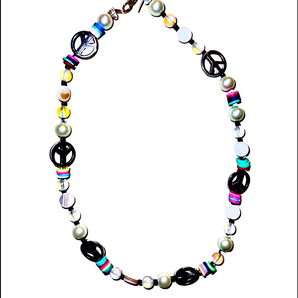 Peace & Pearls Moonstone & Clay Beaded Necklace